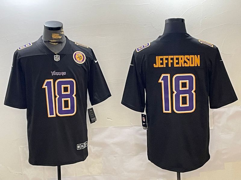 Men Minnesota Vikings #18 Jefferson Black 2024 Nike Limited NFL Jersey style 2